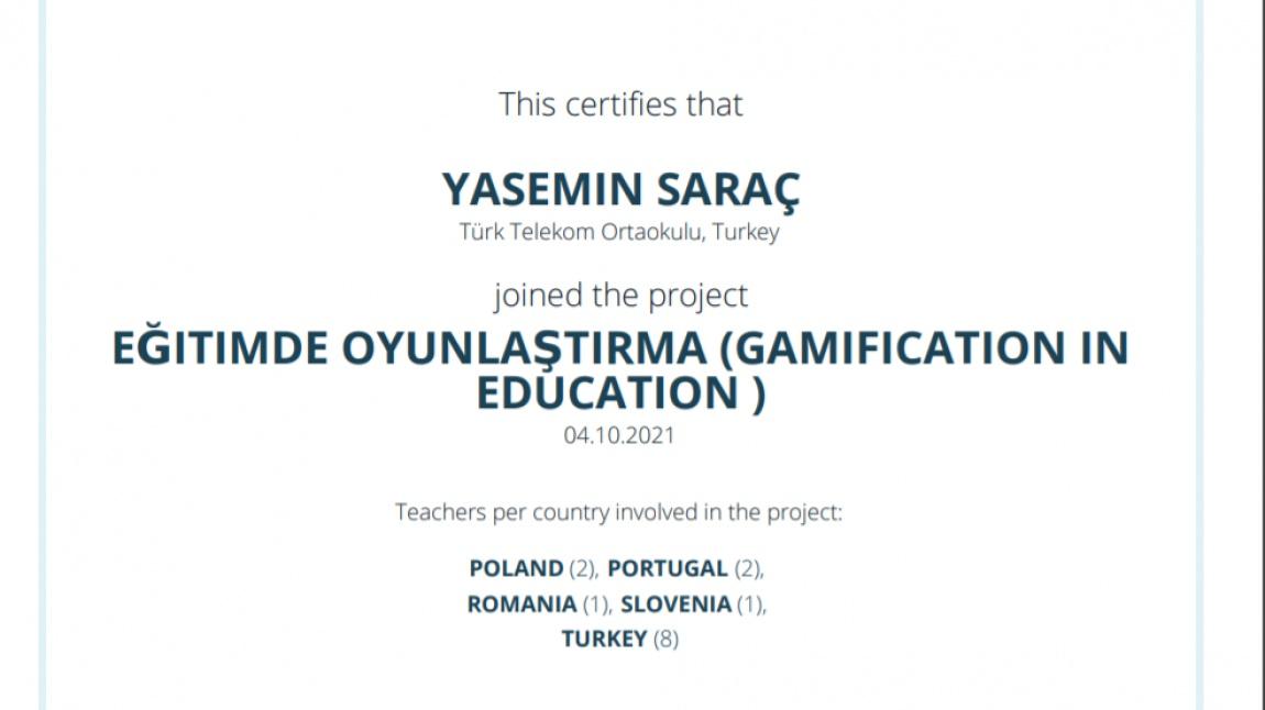 eTwinning Projemiz Eğitimde Oyunlaştırma